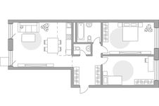 Планировка 3-комнатной квартиры, 85,29 м2