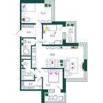Планировка 3-комнатной квартиры, 97,6 м2
