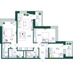 Планировка 3-комнатной квартиры, 97,3 м2