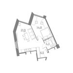 Планировка 1-комнатной квартиры, 47,54 м2