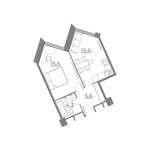 Планировка 1-комнатной квартиры, 41,13 м2