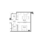 Планировка 1-комнатной квартиры, 41,93 м2