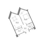 Планировка 1-комнатной квартиры, 44,85 м2