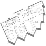 Планировка 3-комнатной квартиры, 99,36 м2