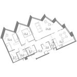Планировка 3-комнатной квартиры, 99,37 м2