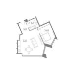 Планировка 2-комнатной квартиры, 58,49 м2