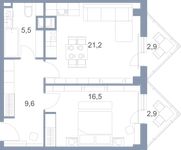 Планировка 2-комнатной квартиры, 60,3 м2