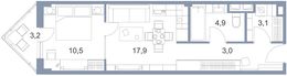 Планировка 2-комнатной квартиры, 43,9 м2