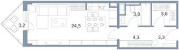 Планировка 1-комнатной квартиры, 43,9 м2