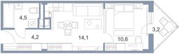 Планировка 2-комнатной квартиры, 36,7 м2