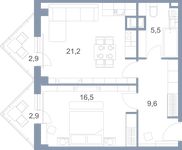 Планировка 2-комнатной квартиры, 60,3 м2