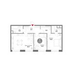 Планировка 2-комнатной квартиры, 77,6 м2