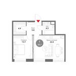 Планировка 1-комнатной квартиры, 50,7 м2