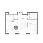 Планировка 2-комнатной квартиры, 54,5 м2
