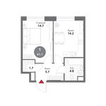 Планировка 1-комнатной квартиры, 41,1 м2