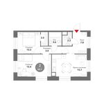 Планировка 2-комнатной квартиры, 60,1 м2
