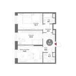 Планировка 2-комнатной квартиры, 64,8 м2