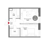 Планировка 1-комнатной квартиры, 48,4 м2