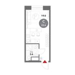 Планировка квартиры студии, 22,6 м2