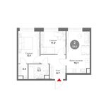 Планировка 2-комнатной квартиры, 58,5 м2