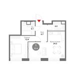 Планировка 1-комнатной квартиры, 53,4 м2