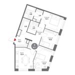 Планировка 3-комнатной квартиры, 85,7 м2