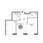 Планировка 1-комнатной квартиры, 53,7 м2