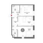 Планировка 2-комнатной квартиры, 75,4 м2