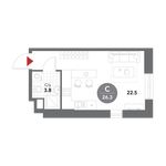 Планировка квартиры студии, 26,3 м2