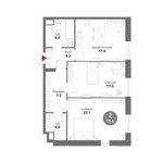 Планировка 2-комнатной квартиры, 75,6 м2