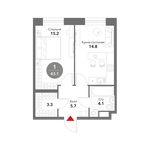 Планировка 1-комнатной квартиры, 43,1 м2