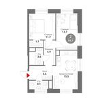 Планировка 2-комнатной квартиры, 59,7 м2