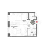 Планировка 1-комнатной квартиры, 42,1 м2