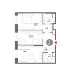 Планировка 2-комнатной квартиры, 65,1 м2