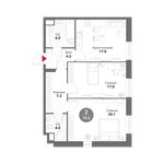 Планировка 2-комнатной квартиры, 75,6 м2