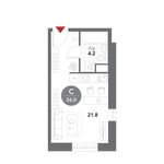 Планировка квартиры студии, 26 м2