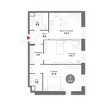 Планировка 2-комнатной квартиры, 75,5 м2