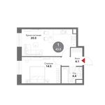 Планировка 1-комнатной квартиры, 43 м2