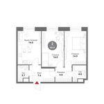 Планировка 2-комнатной квартиры, 66,4 м2