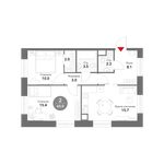 Планировка 2-комнатной квартиры, 60 м2