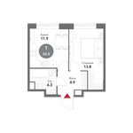 Планировка 1-комнатной квартиры, 34,9 м2