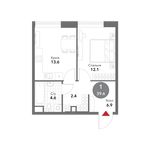 Планировка 1-комнатной квартиры, 39,6 м2