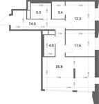 Планировка 2-комнатной квартиры, 76,4 м2