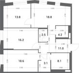 Планировка 3-комнатной квартиры, 96,3 м2