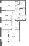 Планировка 3-комнатной квартиры, 102,5 м2