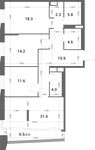 Планировка 3-комнатной квартиры, 100,3 м2