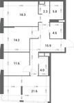 Планировка 3-комнатной квартиры, 98,3 м2