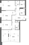 Планировка 3-комнатной квартиры, 103,2 м2