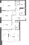Планировка 3-комнатной квартиры, 102,2 м2