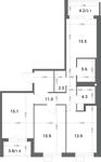 Планировка 3-комнатной квартиры, 87,8 м2